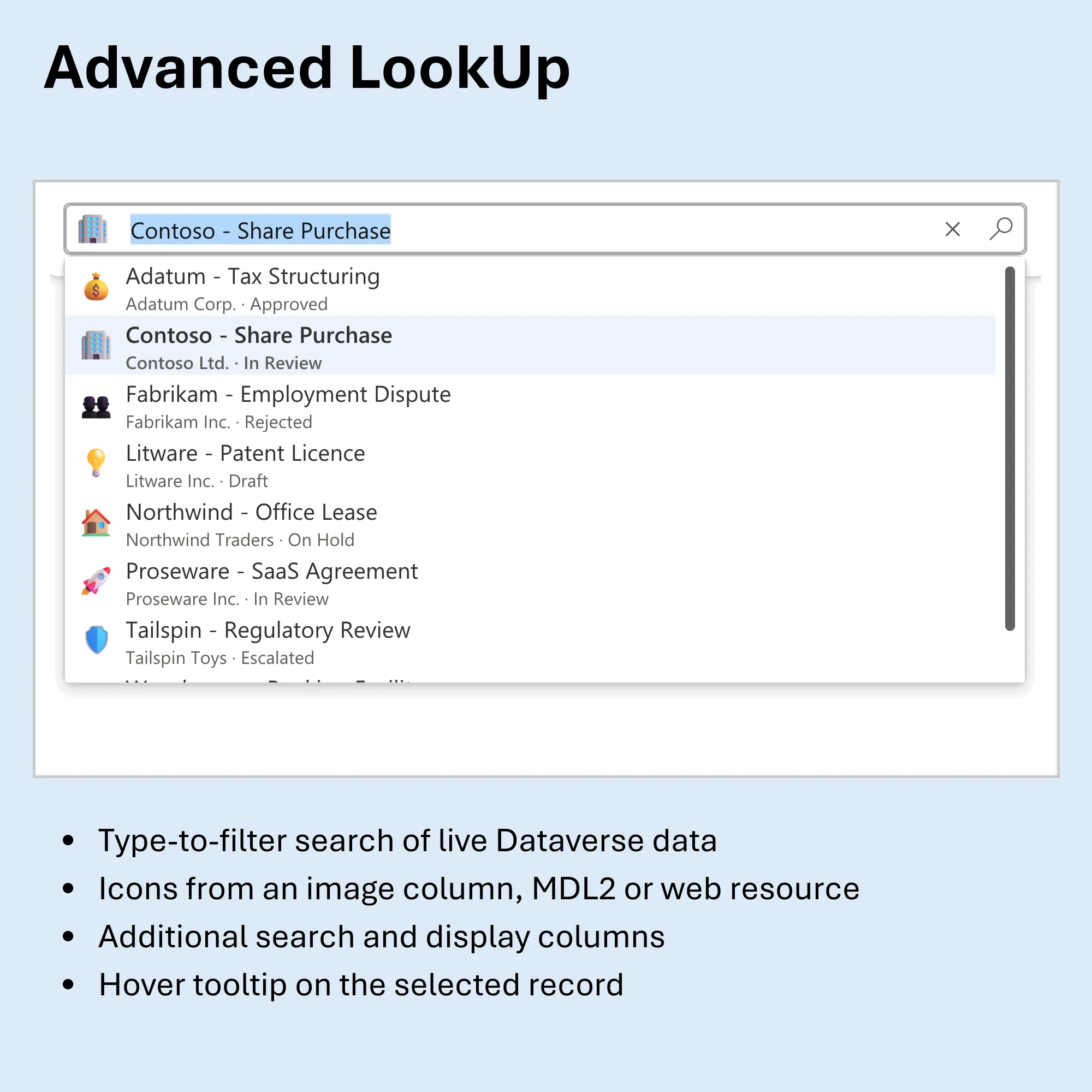 Advanced LookUp component preview