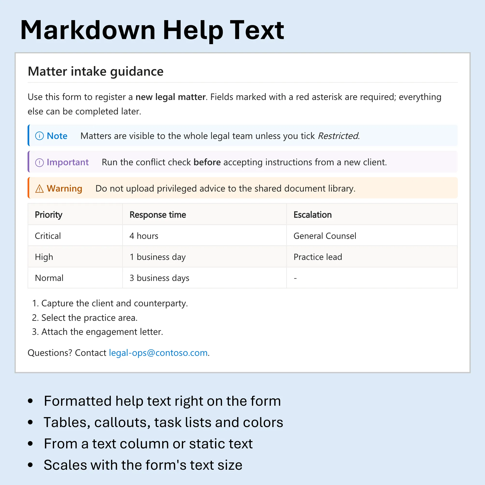 Markdown Help Text component preview