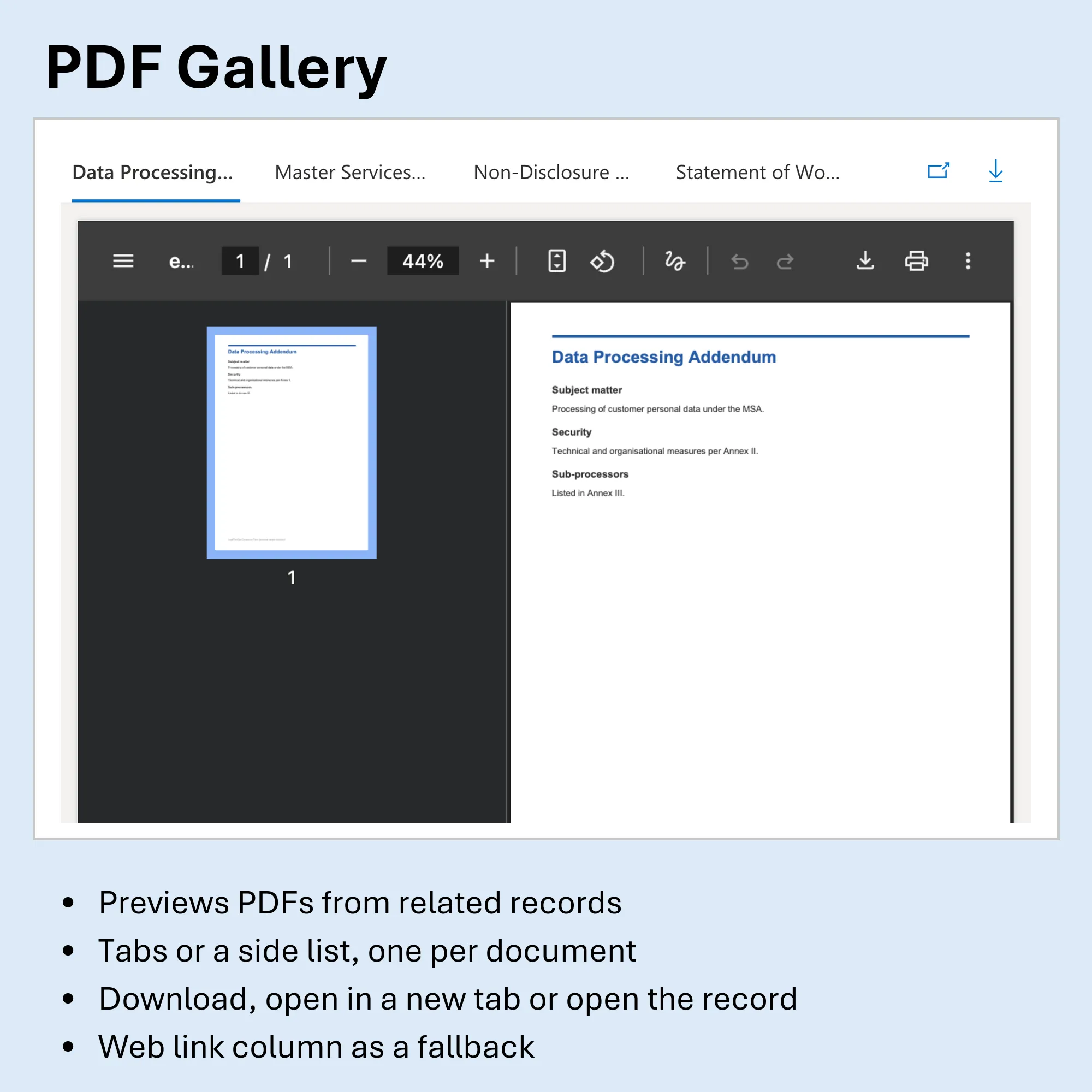 PDF Gallery component preview
