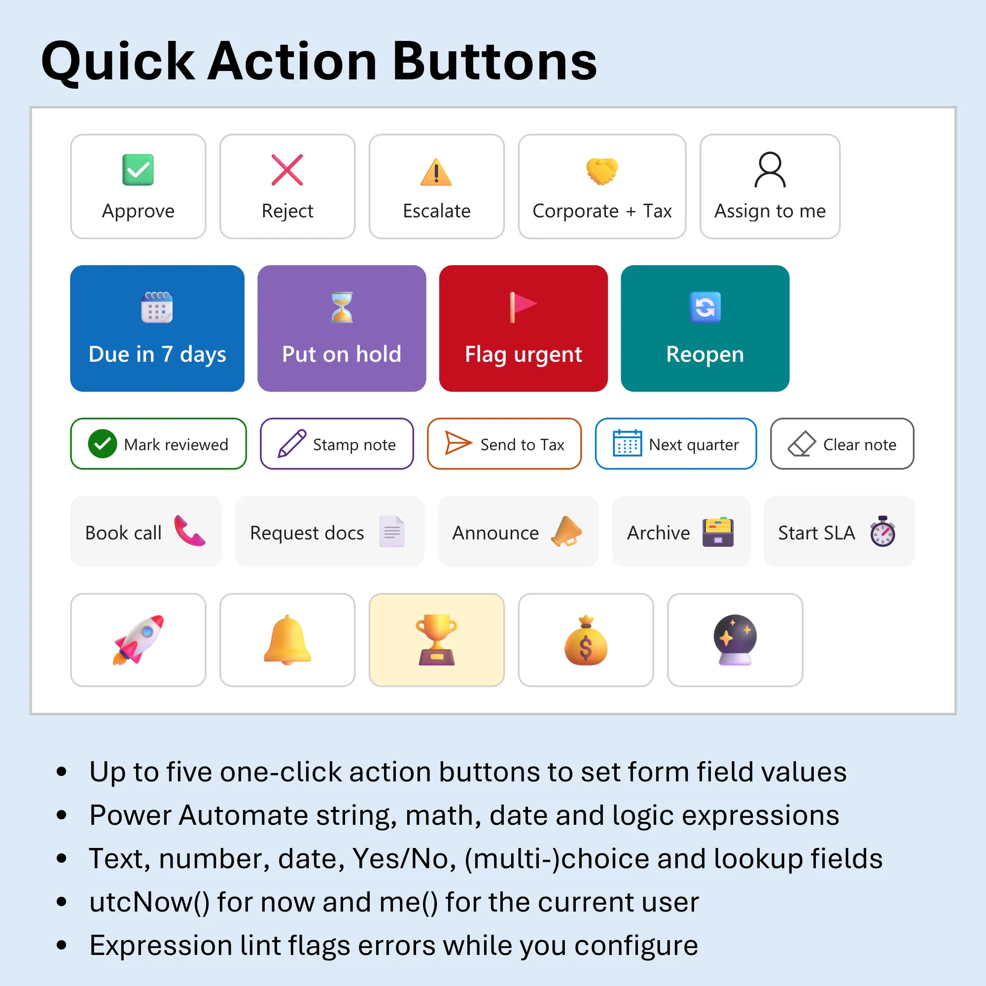 Quick Action Buttons component preview